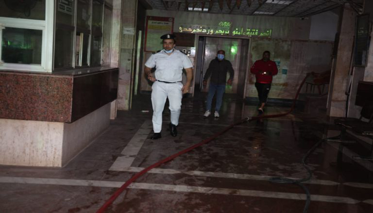 السيطرة علي حريق معهد الكبد بشبين الكوم بالمنوفية